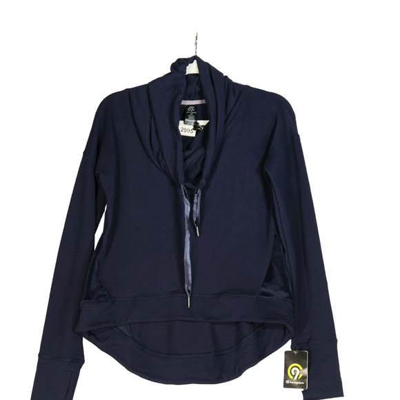 C9 Champion Blue Lightweight Sweatshirt Size XS Drawstring Cowl High Low NEW - Picture 1 of 11